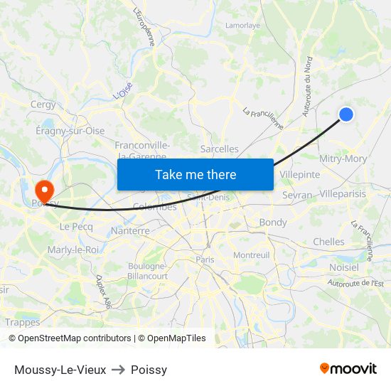 Moussy-Le-Vieux to Poissy map