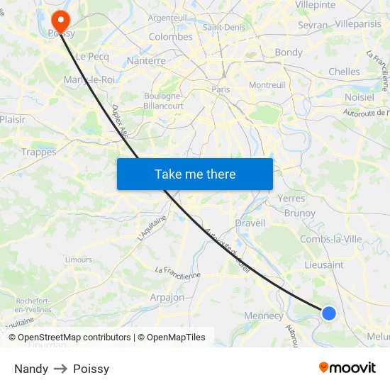 Nandy to Poissy map