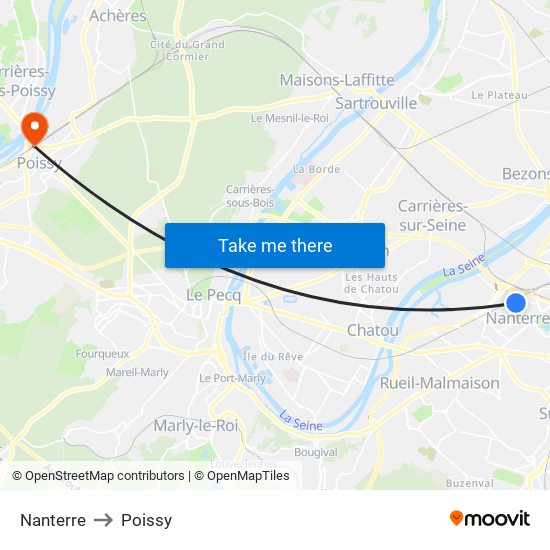 Nanterre to Poissy map