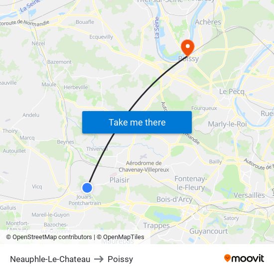 Neauphle-Le-Chateau to Poissy map