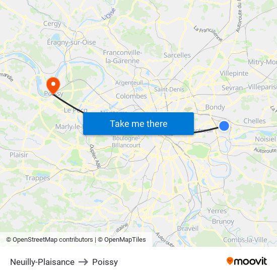 Neuilly-Plaisance to Poissy map