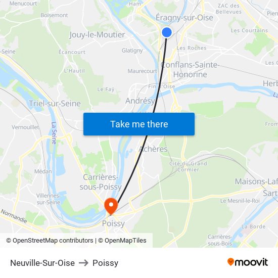 Neuville-Sur-Oise to Poissy map