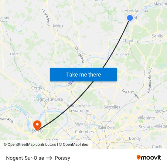 Nogent-Sur-Oise to Poissy map