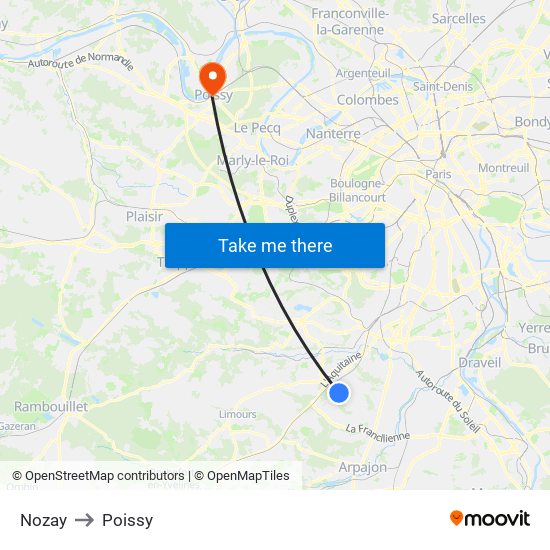 Nozay to Poissy map