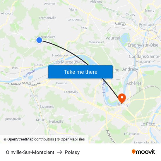 Oinville-Sur-Montcient to Poissy map