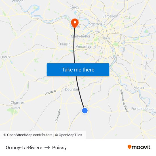 Ormoy-La-Riviere to Poissy map