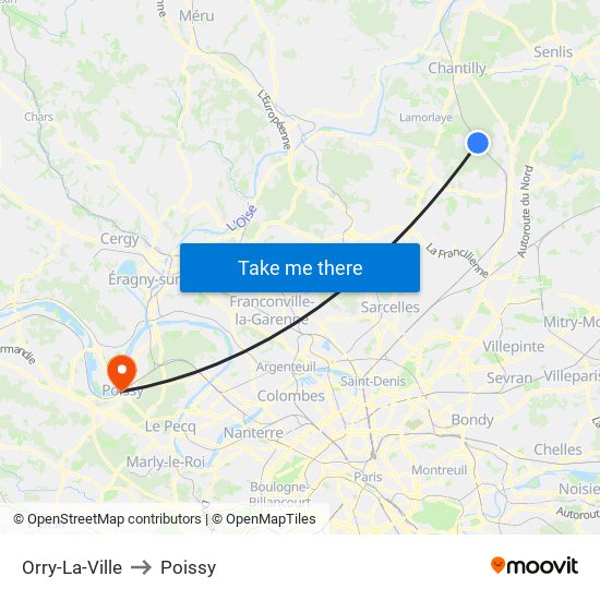 Orry-La-Ville to Poissy map