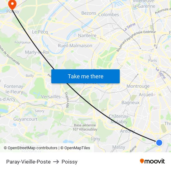 Paray-Vieille-Poste to Poissy map