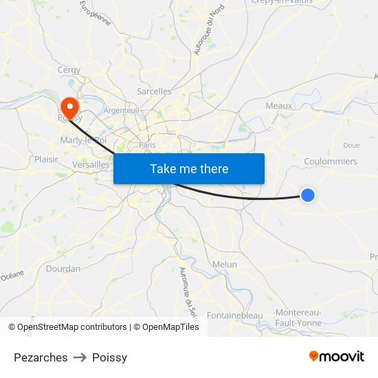Pezarches to Poissy map