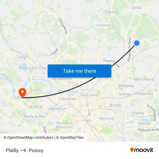 Plailly to Poissy map