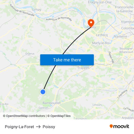 Poigny-La-Foret to Poissy map