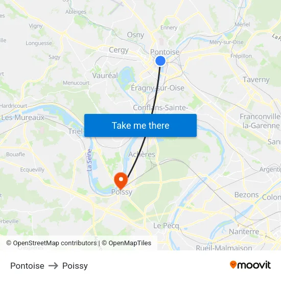 Pontoise to Poissy map