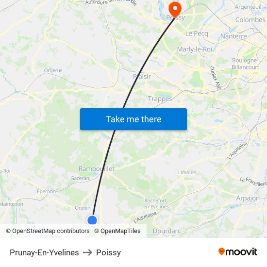 Prunay-En-Yvelines to Poissy map