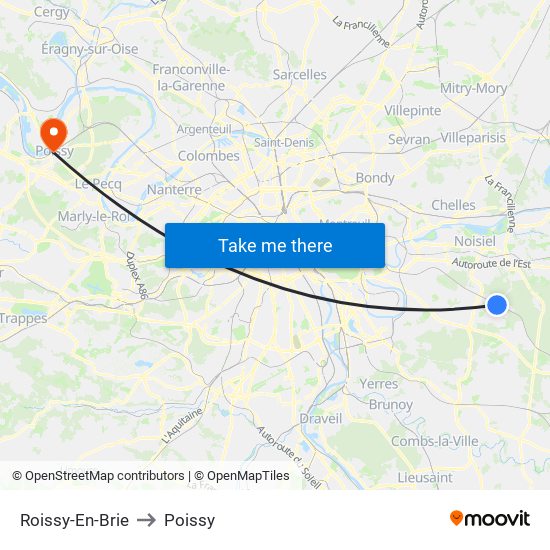 Roissy-En-Brie to Poissy map