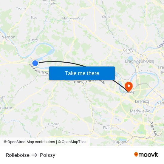 Rolleboise to Poissy map