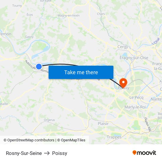Rosny-Sur-Seine to Poissy map