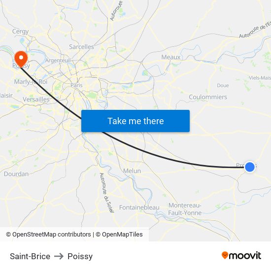 Saint-Brice to Poissy map