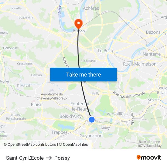 Saint-Cyr-L'Ecole to Poissy map