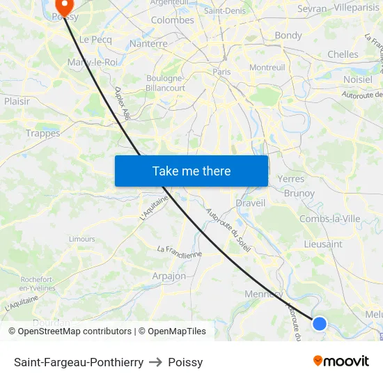 Saint-Fargeau-Ponthierry to Poissy map