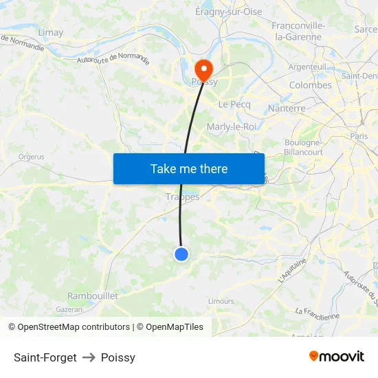 Saint-Forget to Poissy map