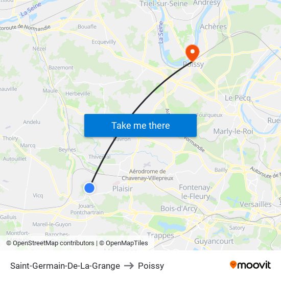 Saint-Germain-De-La-Grange to Poissy map