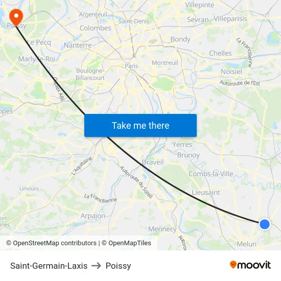 Saint-Germain-Laxis to Poissy map