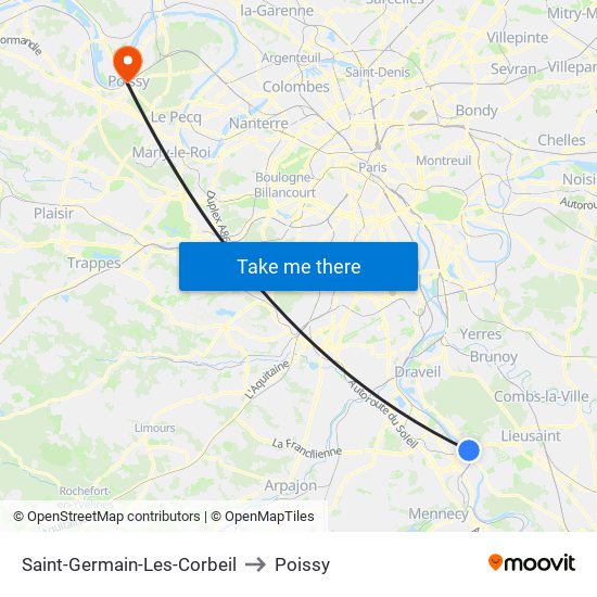 Saint-Germain-Les-Corbeil to Poissy map