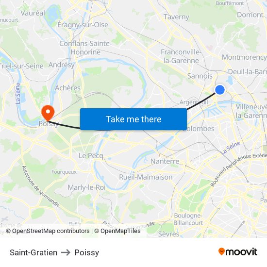 Saint-Gratien to Poissy map