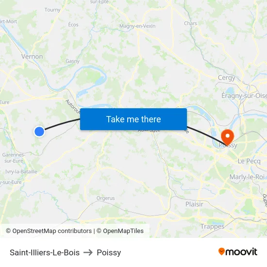 Saint-Illiers-Le-Bois to Poissy map