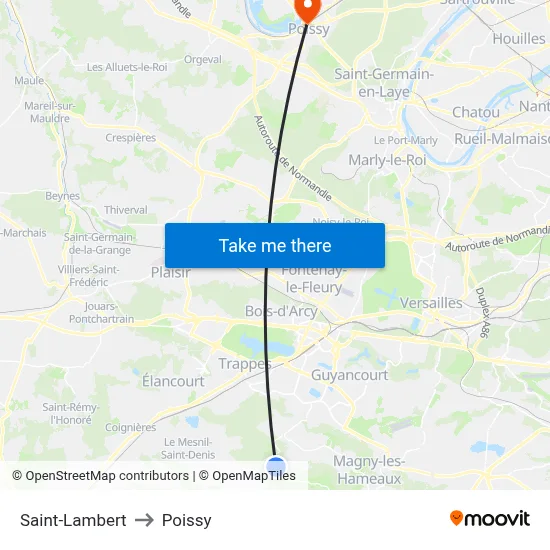 Saint-Lambert to Poissy map