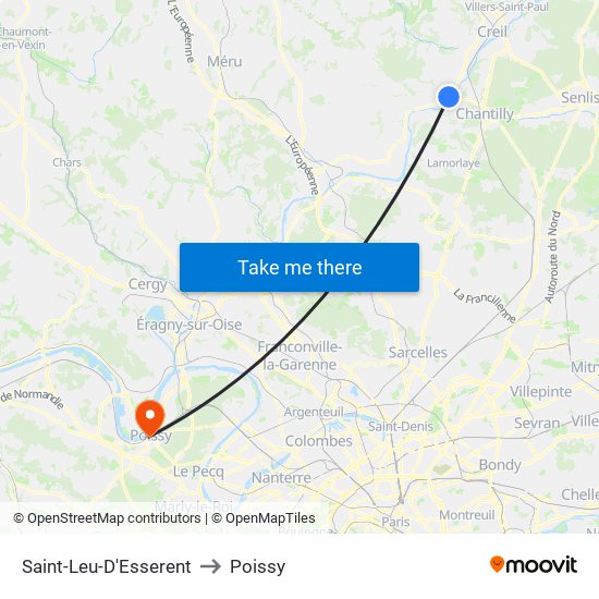 Saint-Leu-D'Esserent to Poissy map