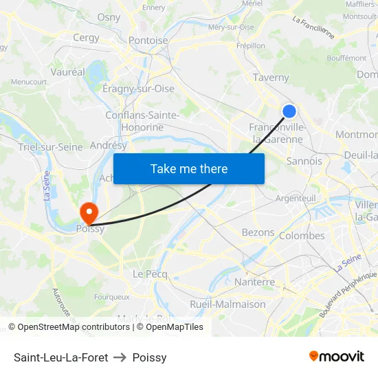 Saint-Leu-La-Foret to Poissy map