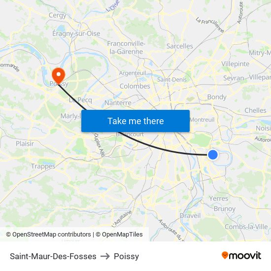 Saint-Maur-Des-Fosses to Poissy map