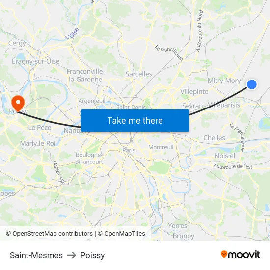 Saint-Mesmes to Poissy map