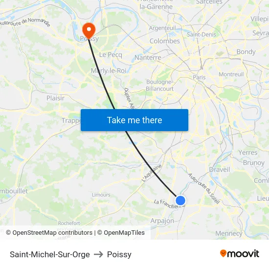 Saint-Michel-Sur-Orge to Poissy map