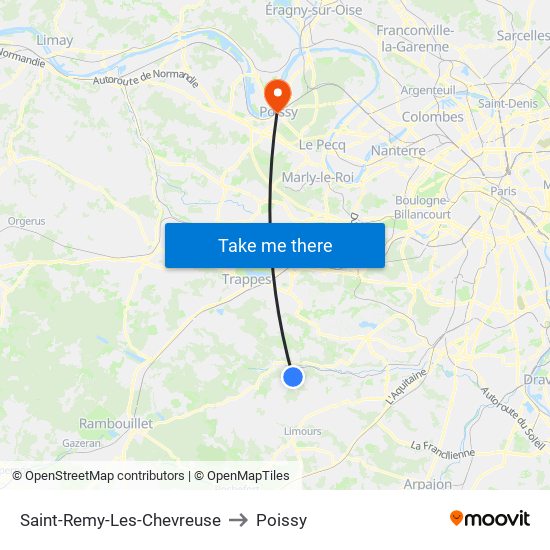 Saint-Remy-Les-Chevreuse to Poissy map