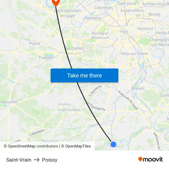 Saint-Vrain to Poissy map