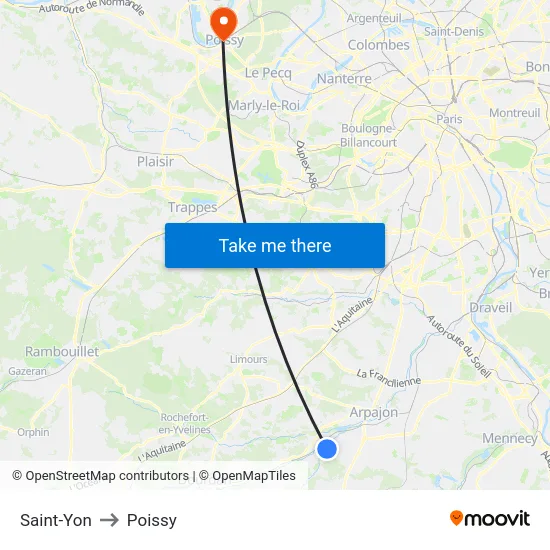 Saint-Yon to Poissy map