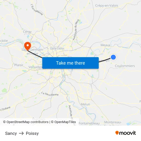 Sancy to Poissy map