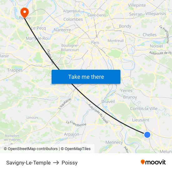 Savigny-Le-Temple to Poissy map