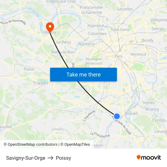 Savigny-Sur-Orge to Poissy map
