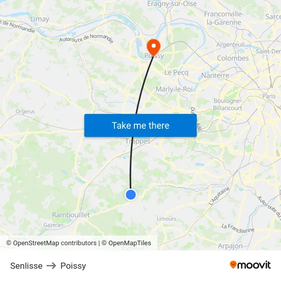 Senlisse to Poissy map