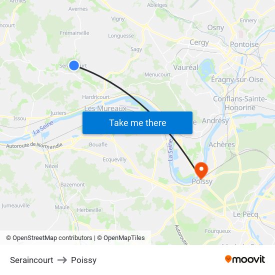 Seraincourt to Poissy map