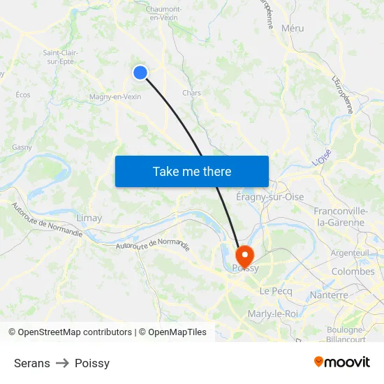 Serans to Poissy map