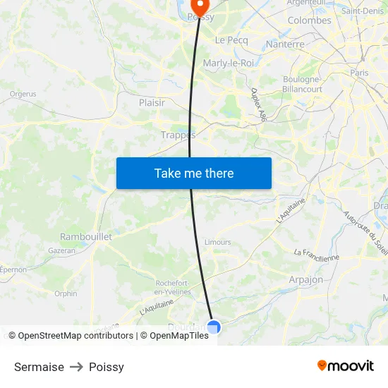 Sermaise to Poissy map