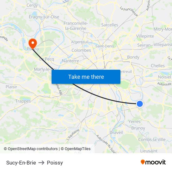 Sucy-En-Brie to Poissy map