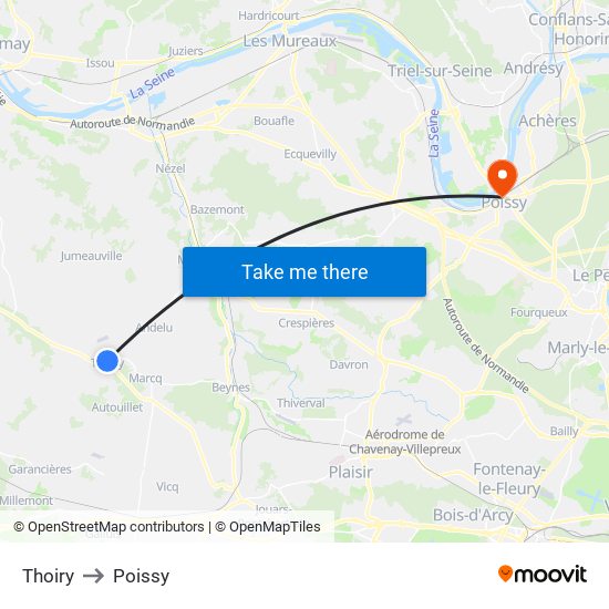 Thoiry to Poissy map