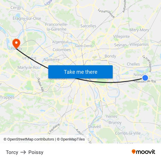 Torcy to Poissy map