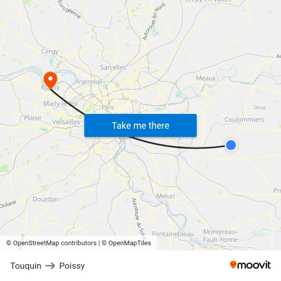 Touquin to Poissy map
