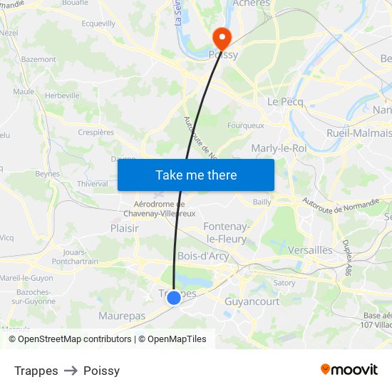 Trappes to Poissy map